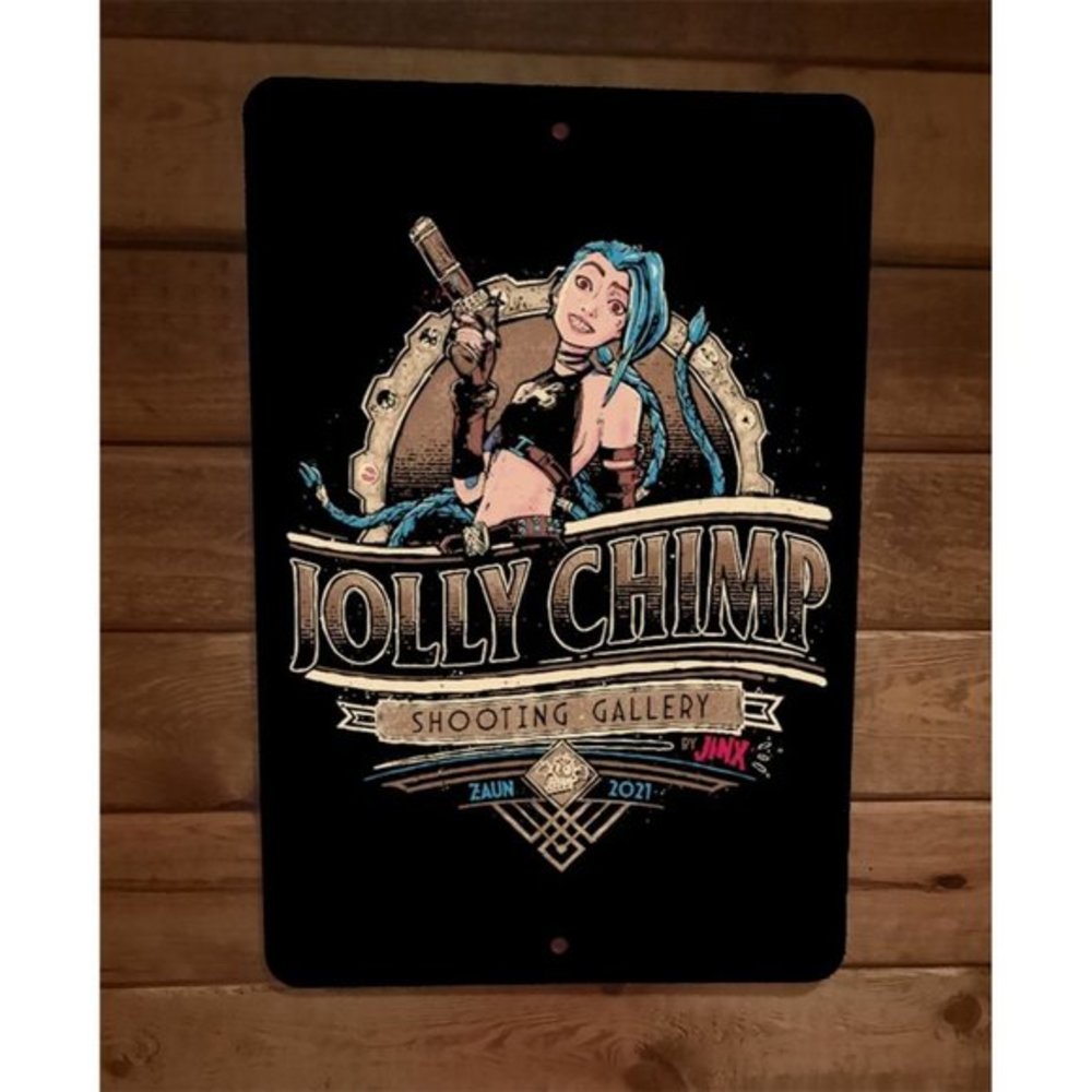 Jolly Chimp Shooting Gallery by Jinx 8x12 Metal Wall Sign Poster‎